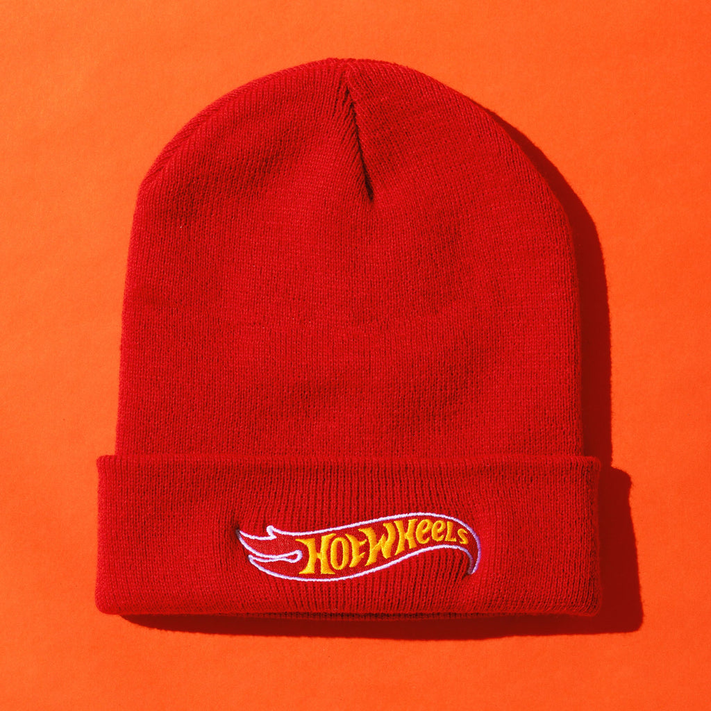 Hot Wheels Red Cuffed Beanie