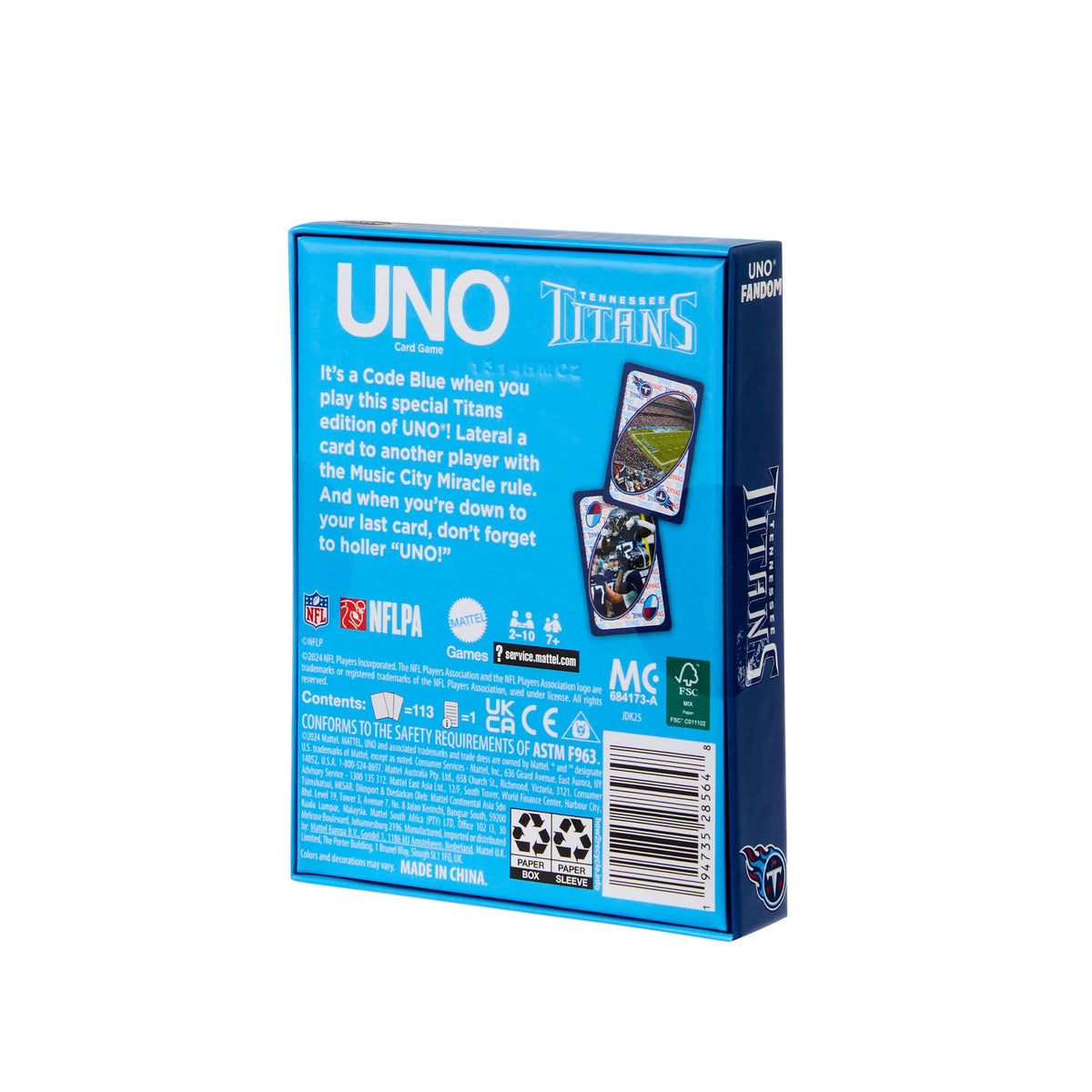 UNO Fandom NFL Tennessee Titans Game Deck