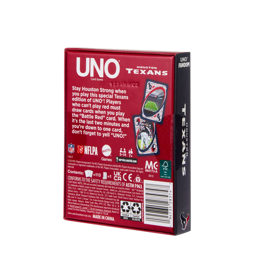 UNO Fandom NFL Houston Texans Game Deck