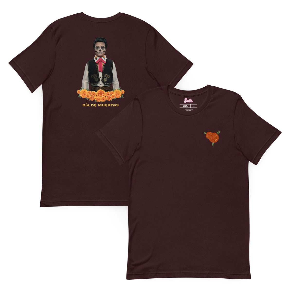 Barbie Día de Muertos Ken Embroidered Oxblood T-Shirt